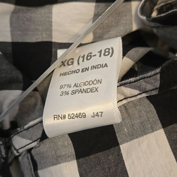 Time And Tru Gingham Black and White Checkered Women's Blouse Top - Picture 7 of 7